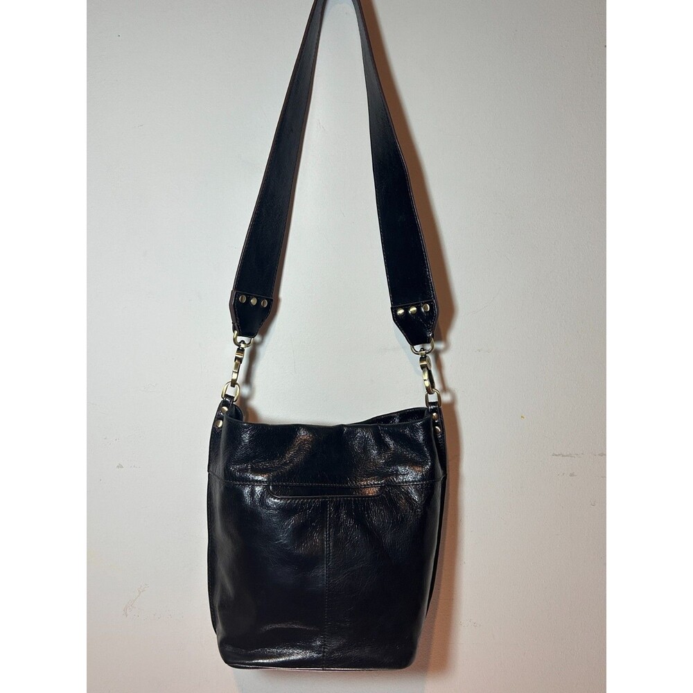 HOBO International Black Polished Leather Bucket Bag Purse Handbag - Picture 16 of 16
